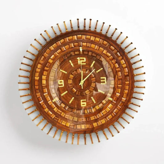 Wooden Sunburst Decorative Wall Clock for Home & Office