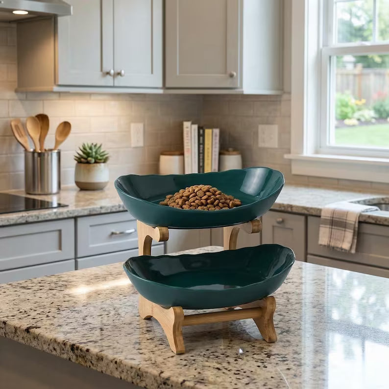Wooden Fruit Bowl Stand | Tiered Kitchen Organizer | Modern Dry Fruit Display Rack